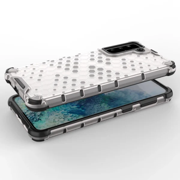 Honeycomb Case armor cover with TPU Bumper for Samsung Galaxy S21+ 5G (S21 Plus 5G) transparent