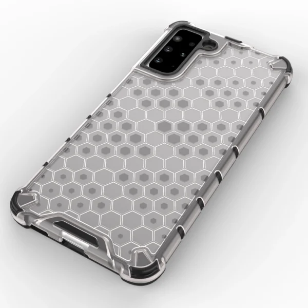 Honeycomb Case armor cover with TPU Bumper for Samsung Galaxy S21+ 5G (S21 Plus 5G) transparent