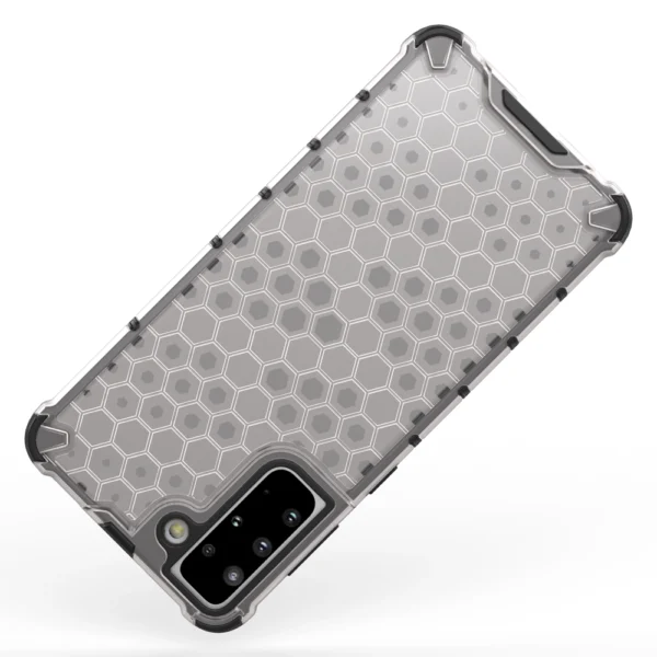 Honeycomb Case armor cover with TPU Bumper for Samsung Galaxy S21+ 5G (S21 Plus 5G) transparent