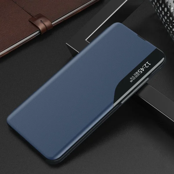 Eco Leather View Case elegant bookcase type case with kickstand for Samsung Galaxy A02s EU blue