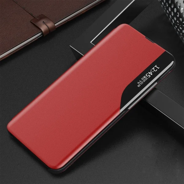 Eco Leather View Case elegant bookcase type case with kickstand for Samsung Galaxy A52s 5G / A52 5G / A52 4G red