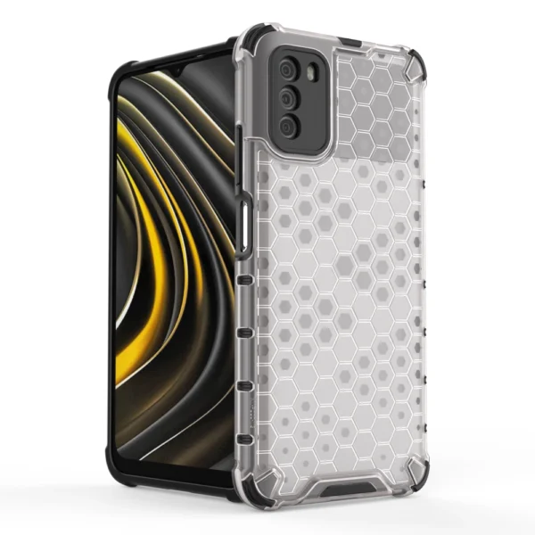 Honeycomb Case armor cover with TPU Bumper for Xiaomi Poco M3 transparent