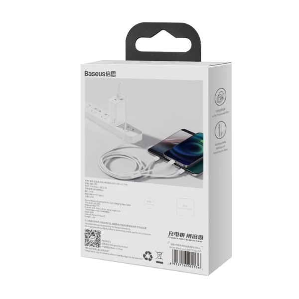 Baseus Superior 3in1 USB Cable - Lightning / USB Type C / Micro USB 3.5 A 1.5 m White (CAMLTYS-02)