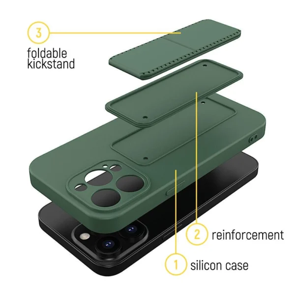 Kickstand Case silicone case with stand for iPhone 12 dark green