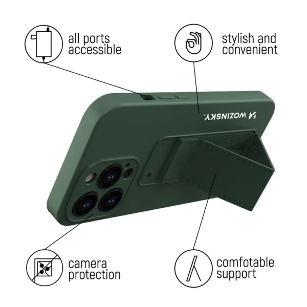 Kickstand Case silicone case with stand for iPhone 12 Pro dark green