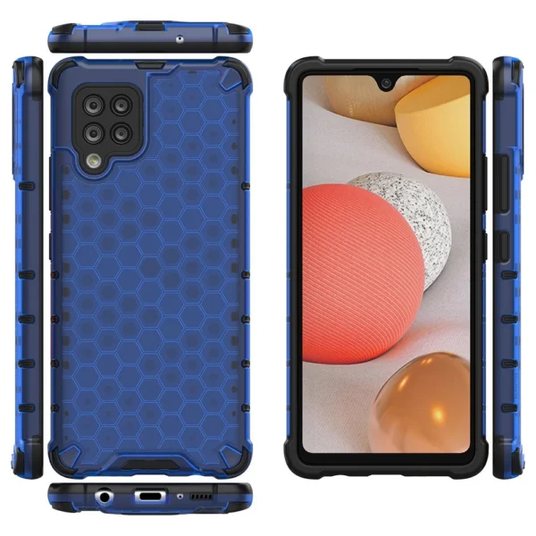 Honeycomb Case armor cover with TPU Bumper for Samsung Galaxy A42 5G blue