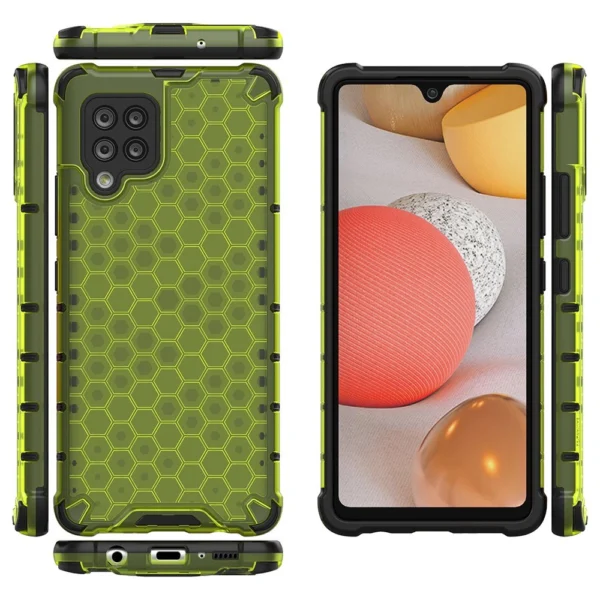 Honeycomb Case armor cover with TPU Bumper for Samsung Galaxy A42 5G green