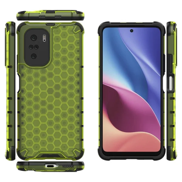 Honeycomb Case armor cover with TPU Bumper for Xiaomi Redmi K40 Pro+ / K40 Pro / K40 / Poco F3 green