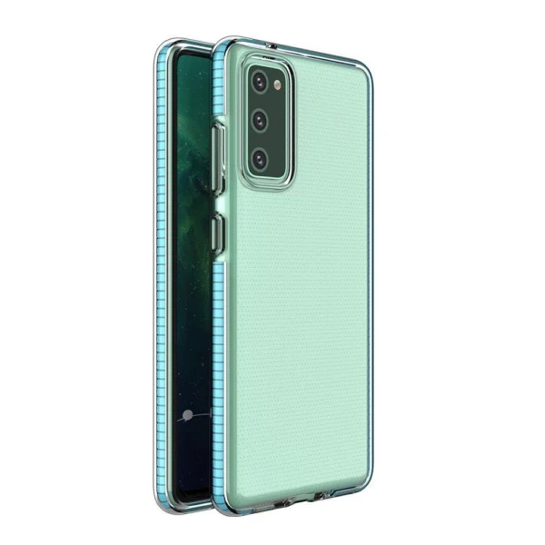 Spring Case clear TPU gel protective cover with colorful frame for Samsung Galaxy A72 4G light blue