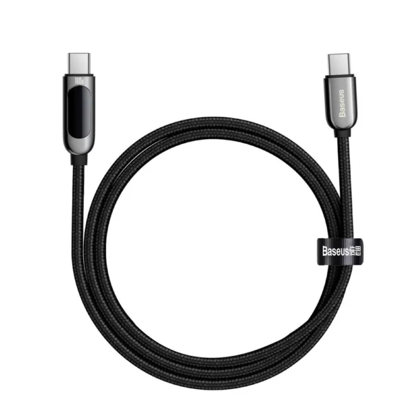 Baseus CATSK-B01 USB-C - USB-C PD QC cable 100W 5A 480Mb/s 1m with display - black