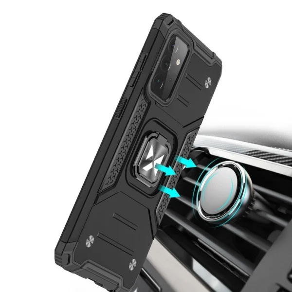 Ring Armor Case Kickstand Tough Rugged Cover for Samsung Galaxy A72 4G black