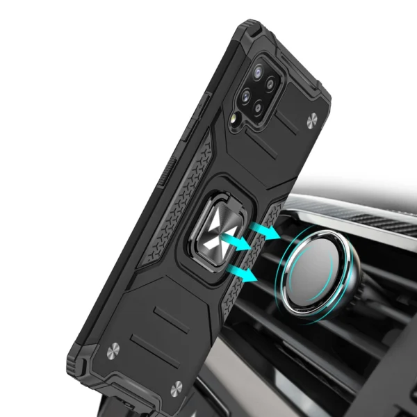 Ring Armor Case Kickstand Tough Rugged Cover for Samsung Galaxy A42 5G black