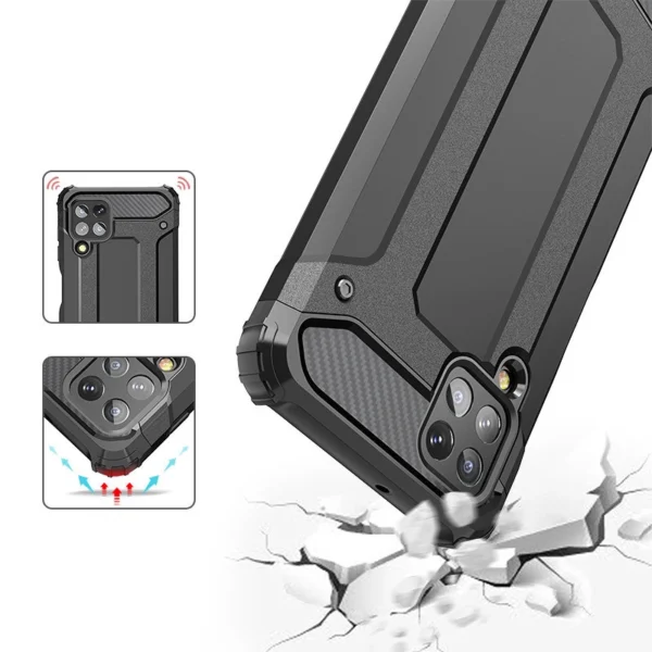 Hybrid Armor Case Tough Rugged Cover for Samsung Galaxy A22 4G black