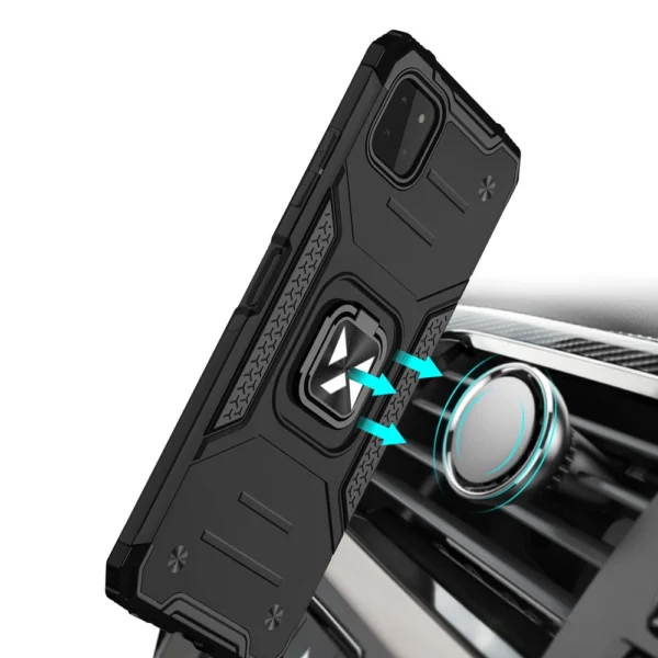 Ring Armor Case Kickstand Tough Rugged Cover for Samsung Galaxy A22 4G black