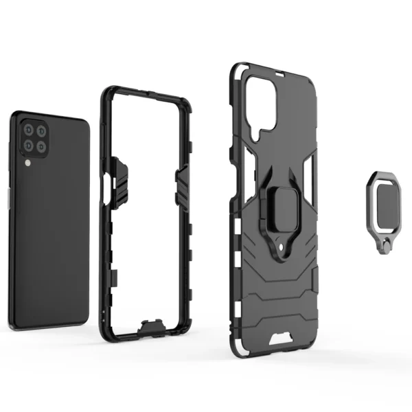 Ring Armor Case Kickstand Tough Rugged Cover for Samsung Galaxy A22 4G black