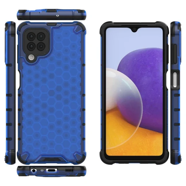 Honeycomb Case armor cover with TPU Bumper for Samsung Galaxy A22 4G blue