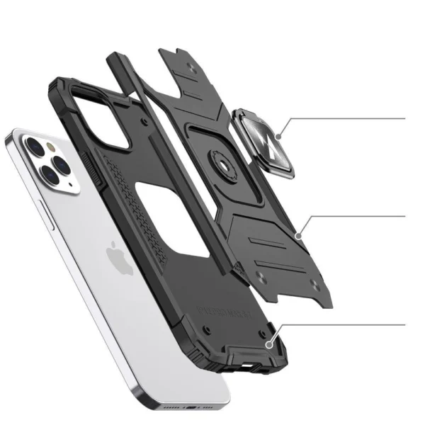 Ring Armor Case Kickstand Tough Rugged Cover for iPhone 13 silver