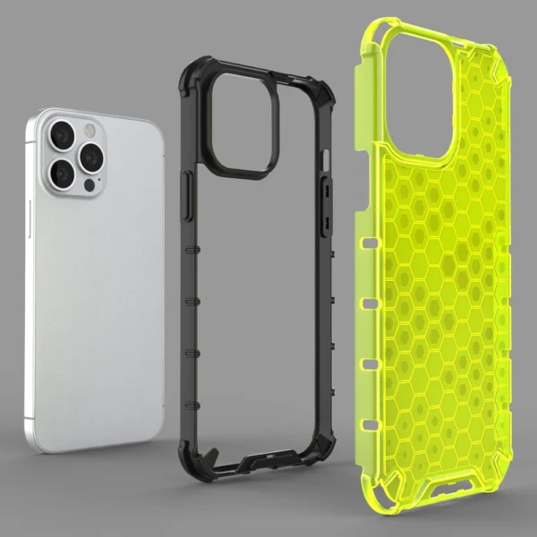 Honeycomb Case armor cover with TPU Bumper for iPhone 13 Pro Max green