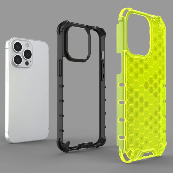 Honeycomb Case armor cover with TPU Bumper for iPhone 13 Pro black