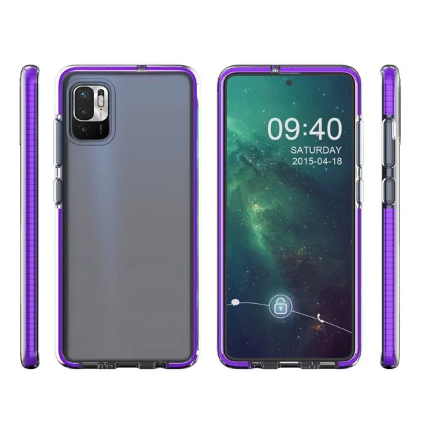 Spring Case clear TPU gel protective cover with colorful frame for Xiaomi Redmi Note 10 5G / Poco M3 Pro black