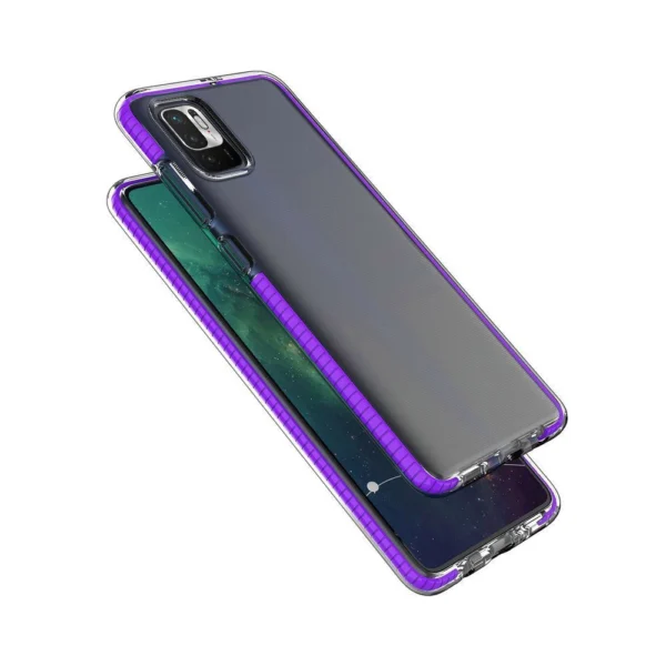 Spring Case clear TPU gel protective cover with colorful frame for Xiaomi Redmi Note 10 5G / Poco M3 Pro black