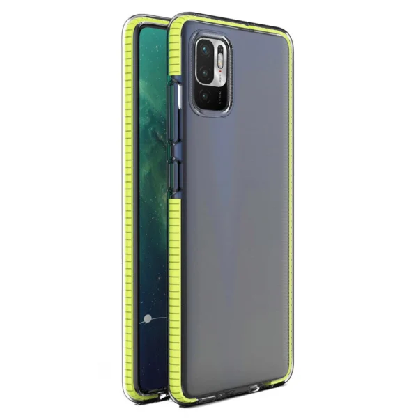 Spring Case clear TPU gel protective cover with colorful frame for Xiaomi Redmi Note 10 5G / Poco M3 Pro yellow