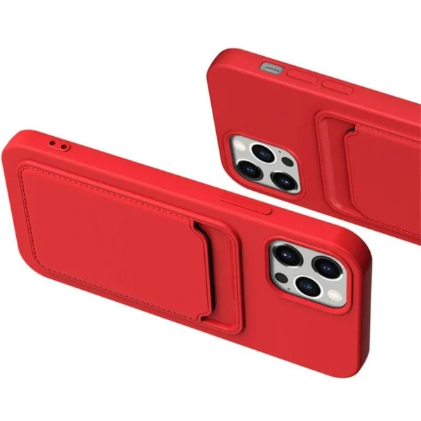 Card Case Silicone Wallet Wallet with Card Slot Documents for iPhone XS Max red