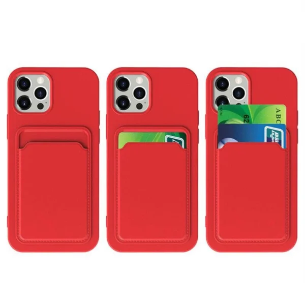 Card Case Silicone Wallet Wallet with Card Slot Documents for iPhone XS Max red