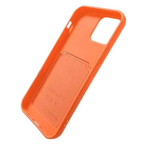 Card Case Silicone Wallet Case with Card Slot Documents for iPhone 12 Pro Orange