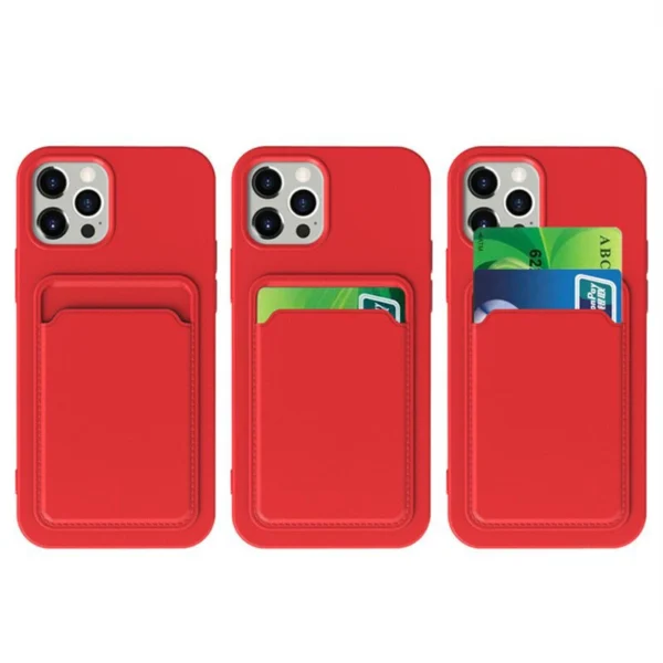 Card Case Silicone Wallet Wallet with Card Slot Documents for iPhone 12 Pro Max red