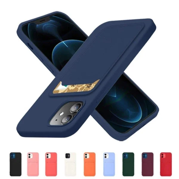 Card Case Silicone Wallet Case with Card Slot Documents for Samsung Galaxy S21 Ultra 5G Navy Blue