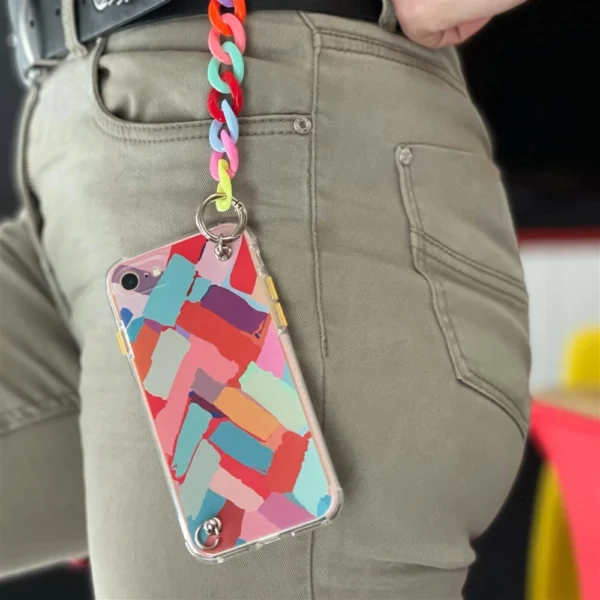 Color Chain Case gel flexible elastic case cover with a chain pendant for iPhone 12 Pro multicolour