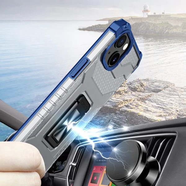 Crystal Ring Case Kickstand Tough Rugged Cover for iPhone 12 blue