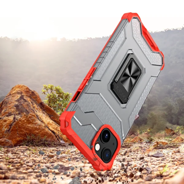 Crystal Ring Case Kickstand Tough Rugged Cover for iPhone 13 red