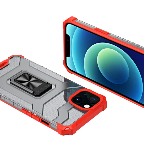 Crystal Ring Case Kickstand Tough Rugged Cover for iPhone 13 red