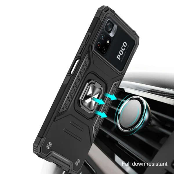 Ring Armor Tough Hybrid Case Cover + Magnetic Mount Mi Poco M4 Pro 5G / Redmi Note 11 5G (China) / Redmi Note 11T 5G / Redmi Note 11S 5G blue