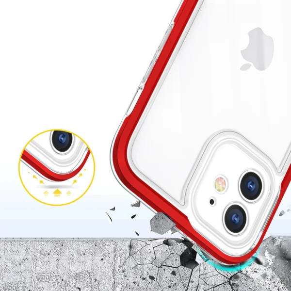 Clear 3in1 case for iPhone 12 frame gel cover red