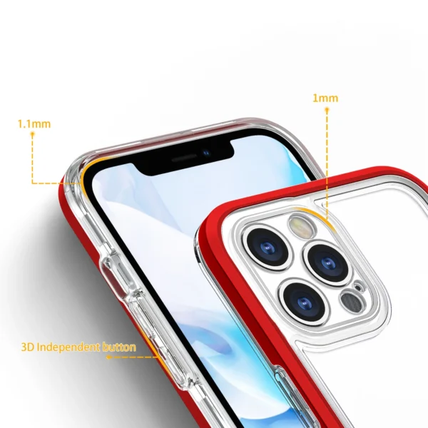 Clear 3in1 case for iPhone 12 Pro frame gel cover red