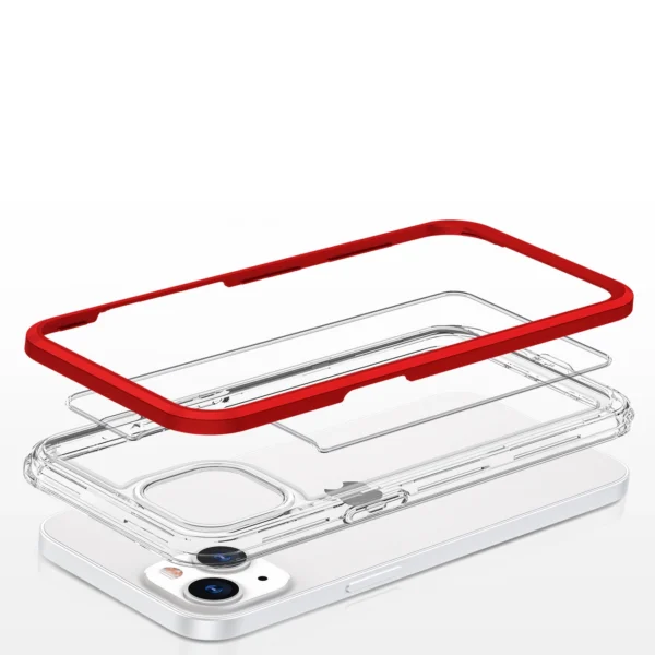 Clear 3in1 case for iPhone 13 mini gel cover with frame red