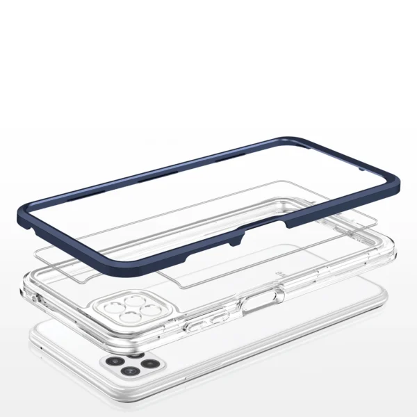 Clear 3in1 Case for Samsung Galaxy A22 5G Frame Gel Cover Blue