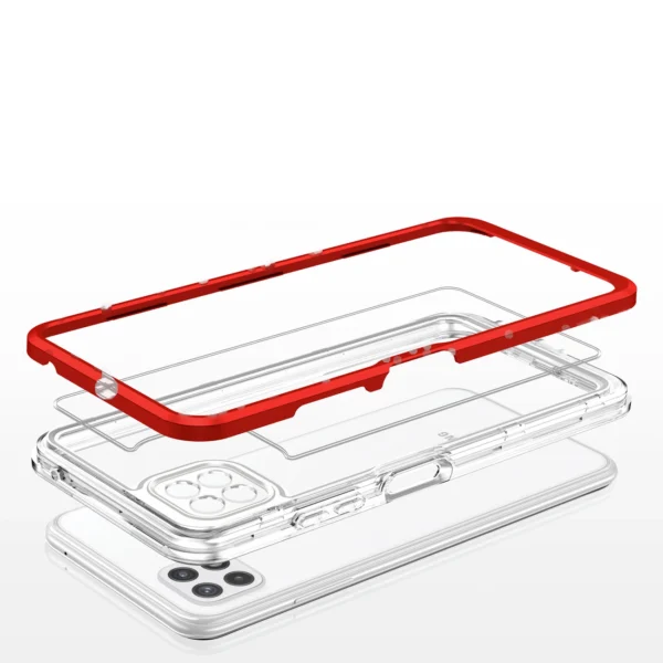 Clear 3in1 Case for Samsung Galaxy A22 5G Frame Gel Cover Red