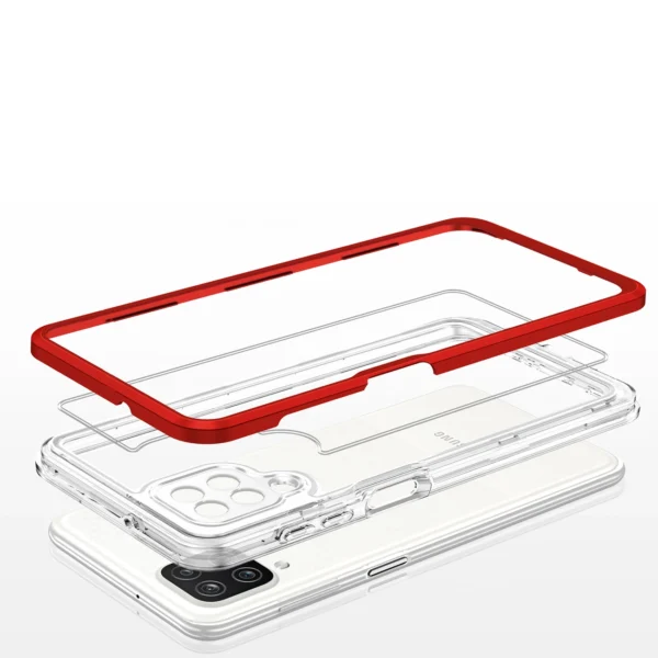 Clear 3in1 Case for Samsung Galaxy A22 4G Frame Gel Cover Red