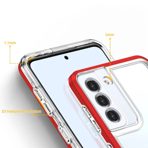 Clear 3in1 Case for Samsung Galaxy S21 + 5G (S21 Plus 5G) Frame Gel Cover Red