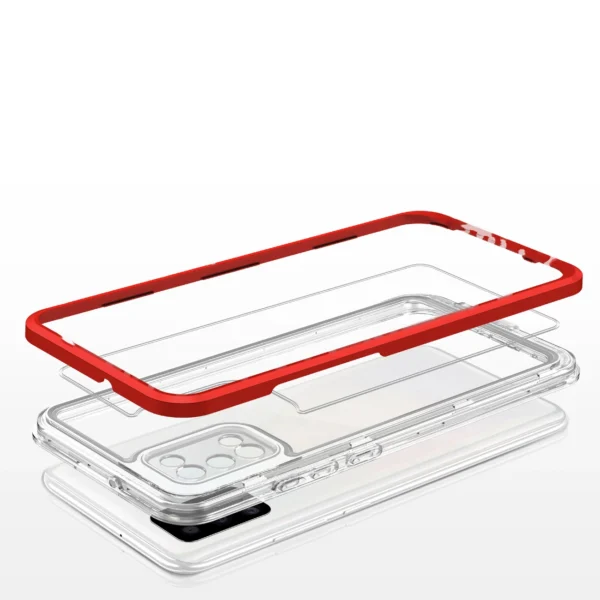 Clear 3in1 case for Samsung Galaxy A03s (166) frame gel cover red