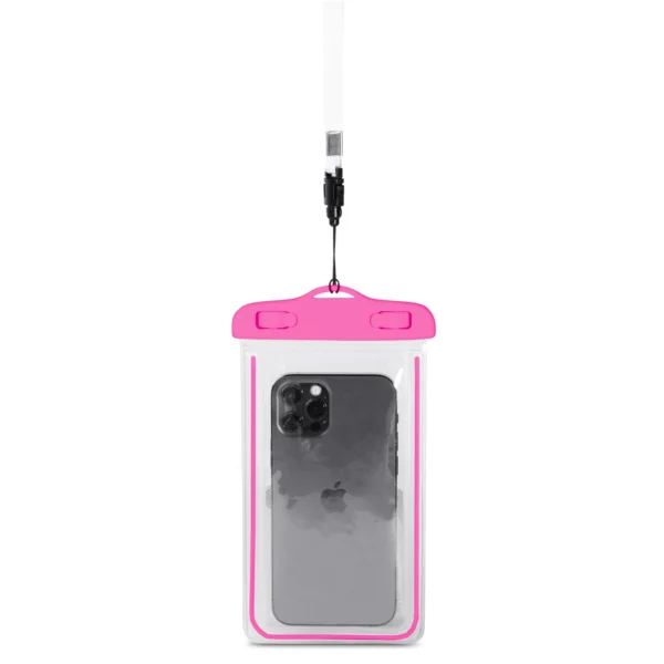 PVC waterproof phone case with lanyard - pink