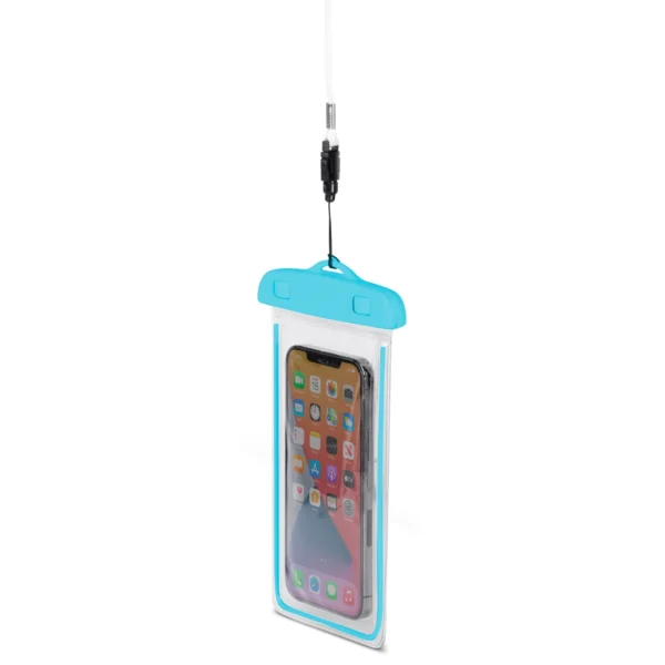 PVC waterproof phone case with lanyard - blue