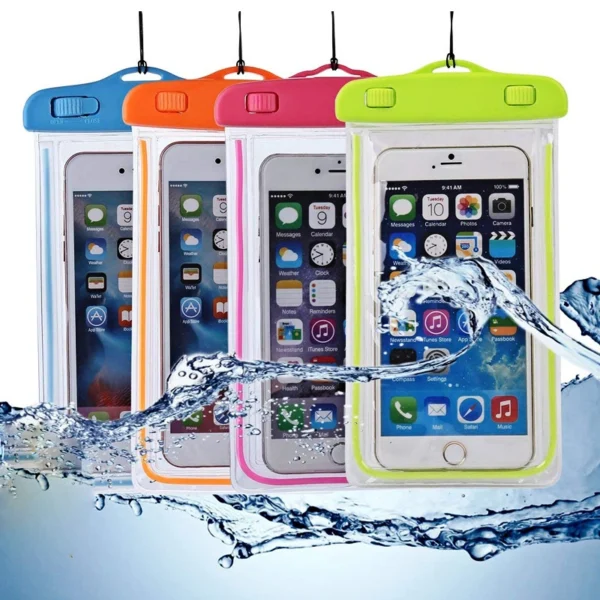 PVC waterproof phone case with lanyard - blue