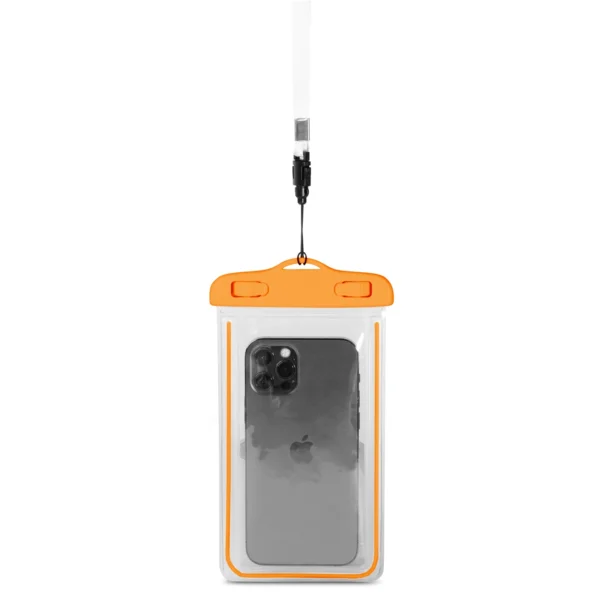 PVC waterproof phone case with lanyard - orange