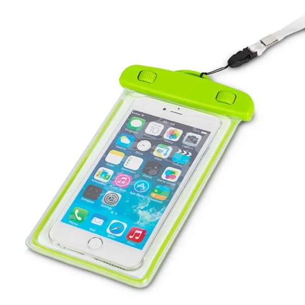 PVC waterproof phone case with lanyard - green