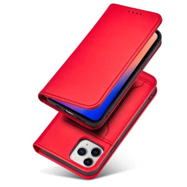 Magnet Card Case for iPhone 12 cover card wallet card stand red